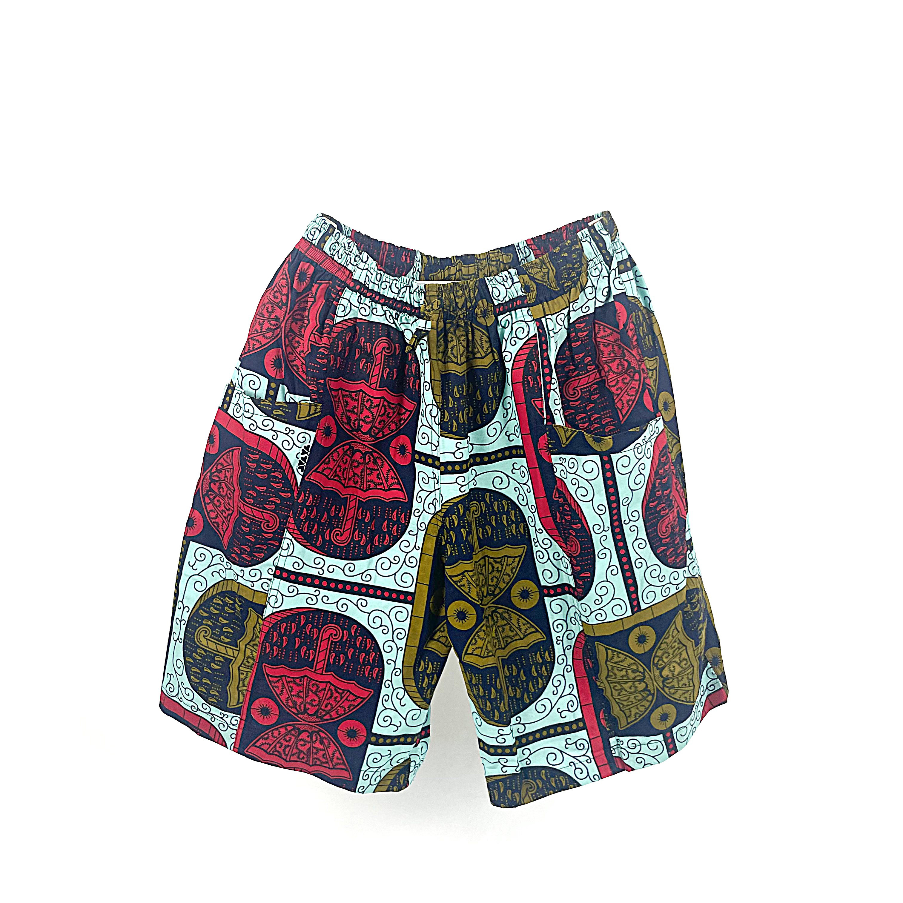 キテンゲショートパンツ(アンブレラ）★ケニアで愛される布「キテンゲ」使用。アフリカンプリント★