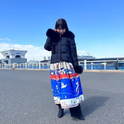 伝統120年!横浜の伝統工芸「捺染」の横浜柄スカート フレア