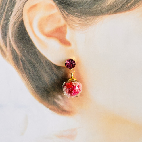 7月誕生石】 ルビー ピアス/イヤリング 『101本の薔薇の花束