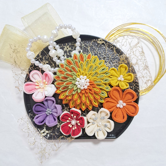 ☆豪華 色とりどり かんざしセット☆ ◎つまみ細工◎ 菊『＊大きなお花  