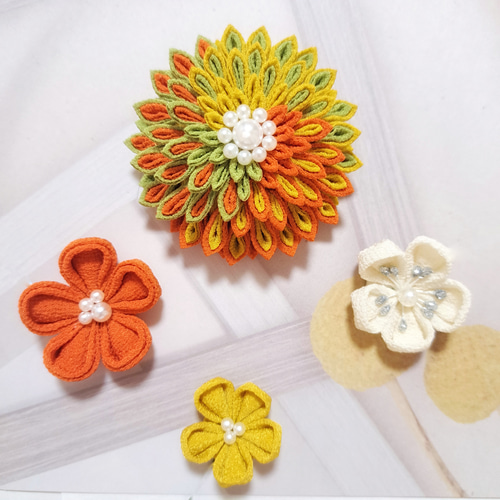 ☆豪華 色とりどり かんざしセット☆ ◎つまみ細工◎ 菊『＊大きなお花  