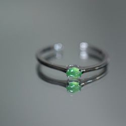 SR4-123 上品 宝石質 シルバー 氷種 若緑 本翡翠 リング ミャンマー産 フリーサイズ 指輪 金属アレルギー対応 1枚目の画像