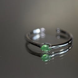 SR4-123 上品 宝石質 シルバー 氷種 若緑 本翡翠 リング ミャンマー産 フリーサイズ 指輪 金属アレルギー対応 2枚目の画像