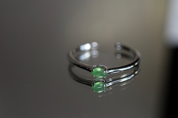 SR4-123 上品 宝石質 シルバー 氷種 若緑 本翡翠 リング ミャンマー産 フリーサイズ 指輪 金属アレルギー対応 2枚目の画像