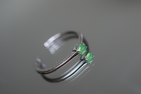 SR4-123 上品 宝石質 シルバー 氷種 若緑 本翡翠 リング ミャンマー産 フリーサイズ 指輪 金属アレルギー対応 4枚目の画像
