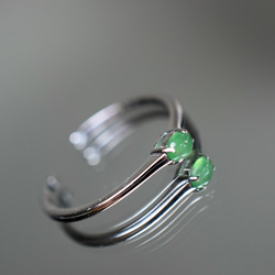 SR4-123 上品 宝石質 シルバー 氷種 若緑 本翡翠 リング ミャンマー産 フリーサイズ 指輪 金属アレルギー対応 3枚目の画像