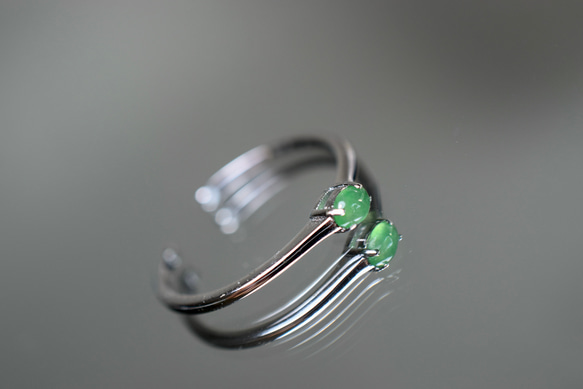 SR4-123 上品 宝石質 シルバー 氷種 若緑 本翡翠 リング ミャンマー産 フリーサイズ 指輪 金属アレルギー対応 3枚目の画像