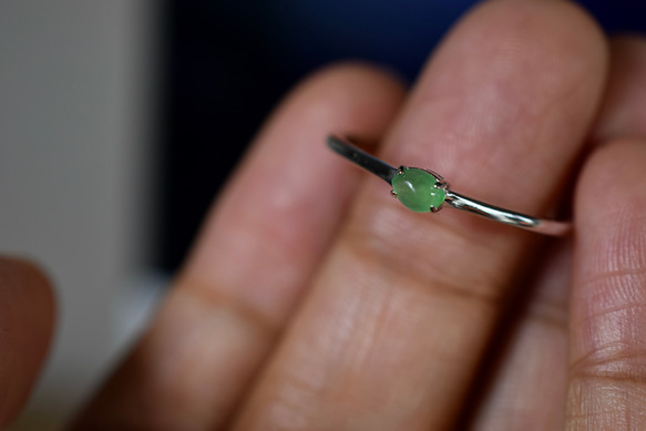 SR4-123 上品 宝石質 シルバー 氷種 若緑 本翡翠 リング ミャンマー産 フリーサイズ 指輪 金属アレルギー対応 9枚目の画像