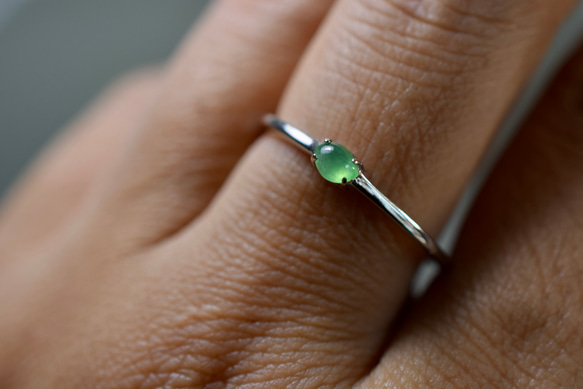 SR4-123 上品 宝石質 シルバー 氷種 若緑 本翡翠 リング ミャンマー産 フリーサイズ 指輪 金属アレルギー対応 11枚目の画像