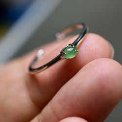 SR4-123 上品 宝石質 シルバー 氷種 若緑 本翡翠 リング ミャンマー産 フリーサイズ 指輪 金属アレルギー対応 7枚目の画像