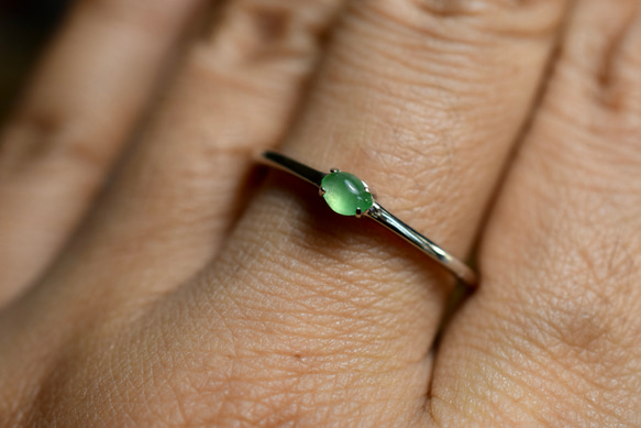 SR4-123 上品 宝石質 シルバー 氷種 若緑 本翡翠 リング ミャンマー産 フリーサイズ 指輪 金属アレルギー対応 10枚目の画像