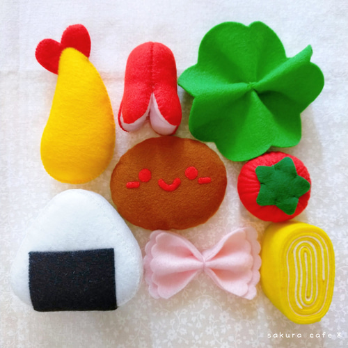 やわらかフェルトのピクニックお弁当セット＊フェルトままごと