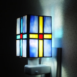 スカイブルーのペンダントライト、市松模様シリーズ4（白色