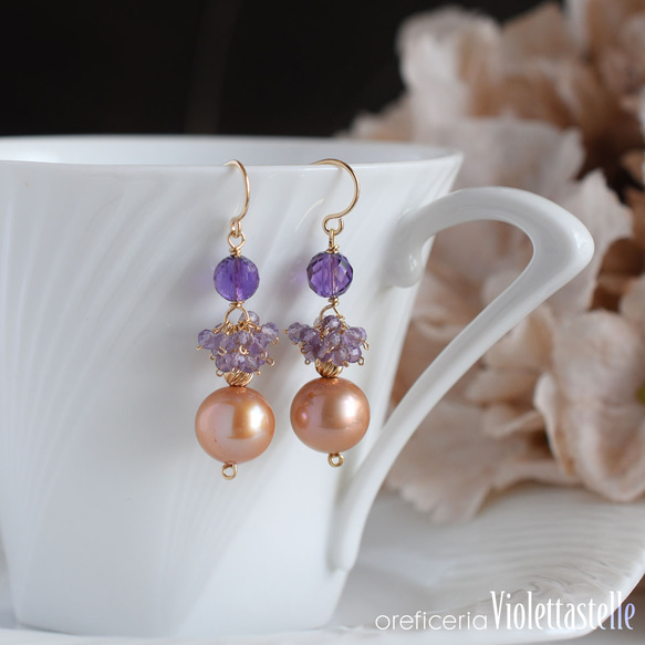 ❤イヤリングにもなる❤ラウンドピアス ライトパープル SV金具