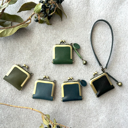 がま口 ジュエリーケース ミニ 革 栃木レザー アクセサリー  ちびがま口 浪曼派のがま口 イニシャル 4枚目の画像