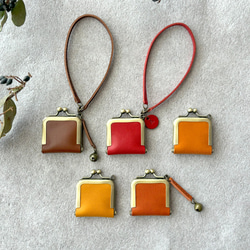 がま口 ジュエリーケース ミニ 革 栃木レザー アクセサリー  ちびがま口 浪曼派のがま口 イニシャル 3枚目の画像