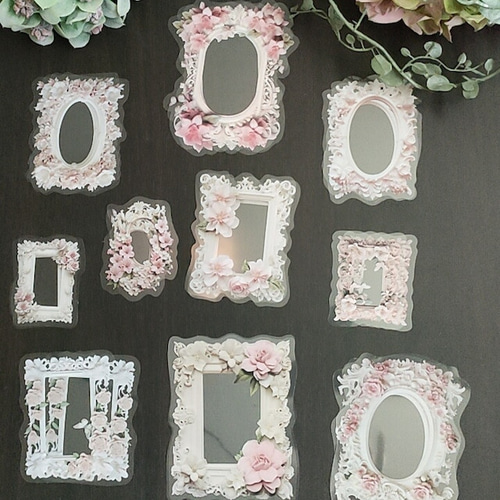 【F】Appleフレーム♡マテリアルペーパー♡白雪姫15枚♡コラージュ素材♡ 額 フレーム 枠 エレガント コラージュ 素材 装飾 ジャンクジャーナル