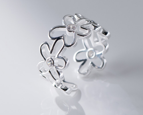 【値下げ】 花 透かし 幅広 シルバー925 リング silver925 指輪 アクセサリー