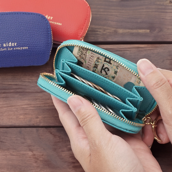 小銭をきちんと整理♪上質レザーのコインケース 小物整理にも！ ブルー/セルリアン/レッド【AAU05.02】 14枚目の画像