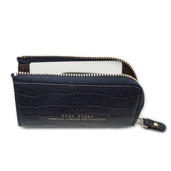 スマートキーもしっかり収納♪上品レザーのキーケース アイボリー/ダークグレー/ネイビー【AAU03.03】 9枚目の画像