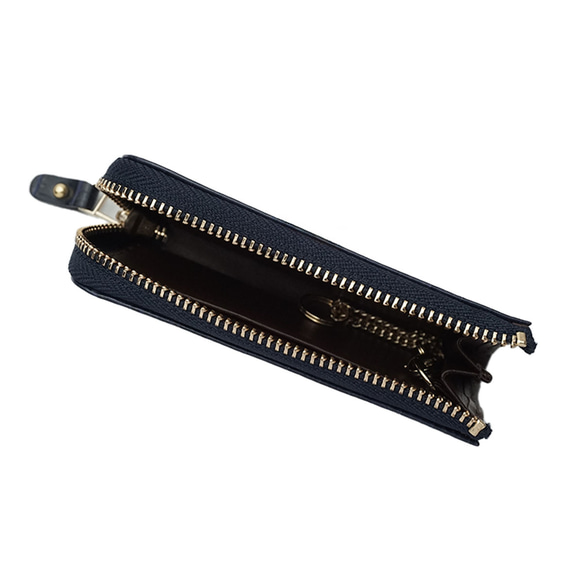 スマートキーもしっかり収納♪上品レザーのキーケース アイボリー/ダークグレー/ネイビー【AAU03.03】 10枚目の画像