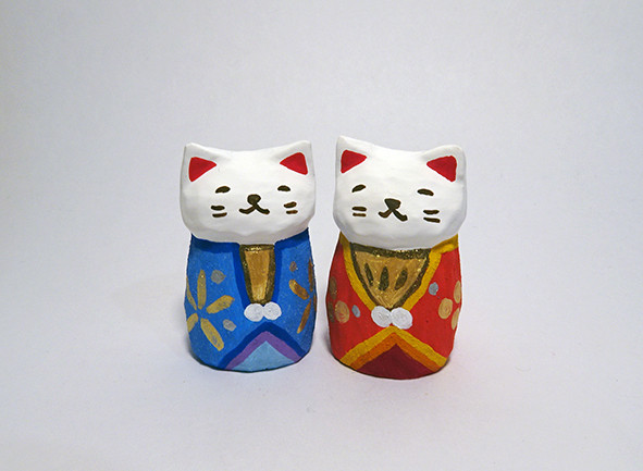 木彫り　ねこ雛人形36