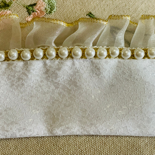 正絹帯締め　刺繍半衿　レース半衿　パール付き重ね衿　レース帯揚げ　お飾り3点 正絹帯締め 刺繍半衿 レース半衿 パール付き重ね衿 レース帯揚げ