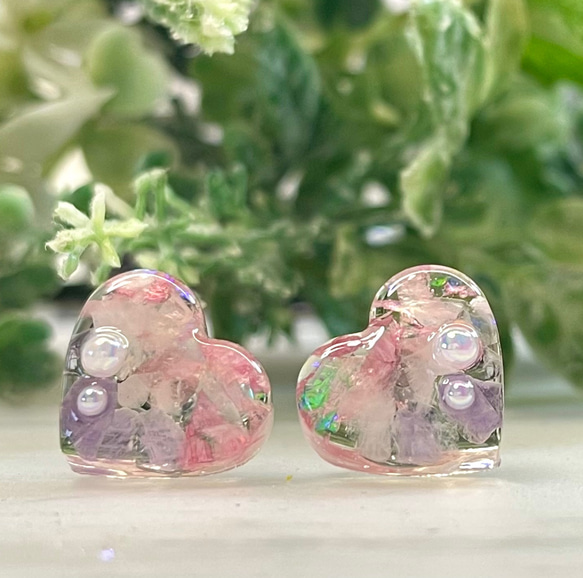 ローズクォーツハートピアス スカラベ♡18Kピンクゴールドローズ