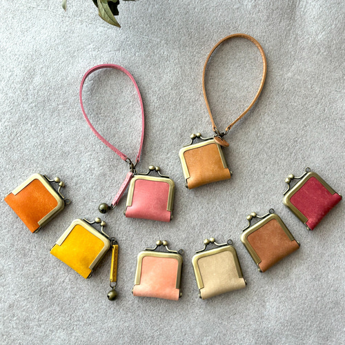 がま口 ジュエリーケース ミニ 革 イタリアレザー カラフル