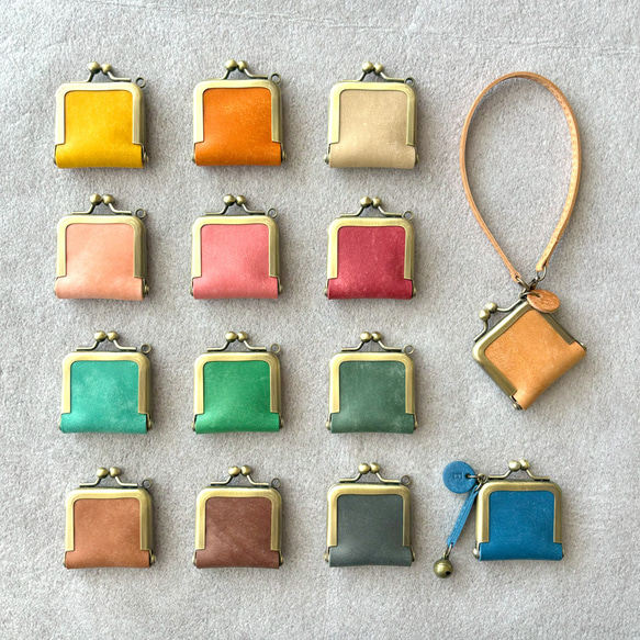 がま口 ジュエリーケース ミニ 革 イタリアレザー カラフル