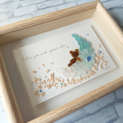 シーグラスアート（クマB/三日月/夜空/ボックスフレーム付） その他