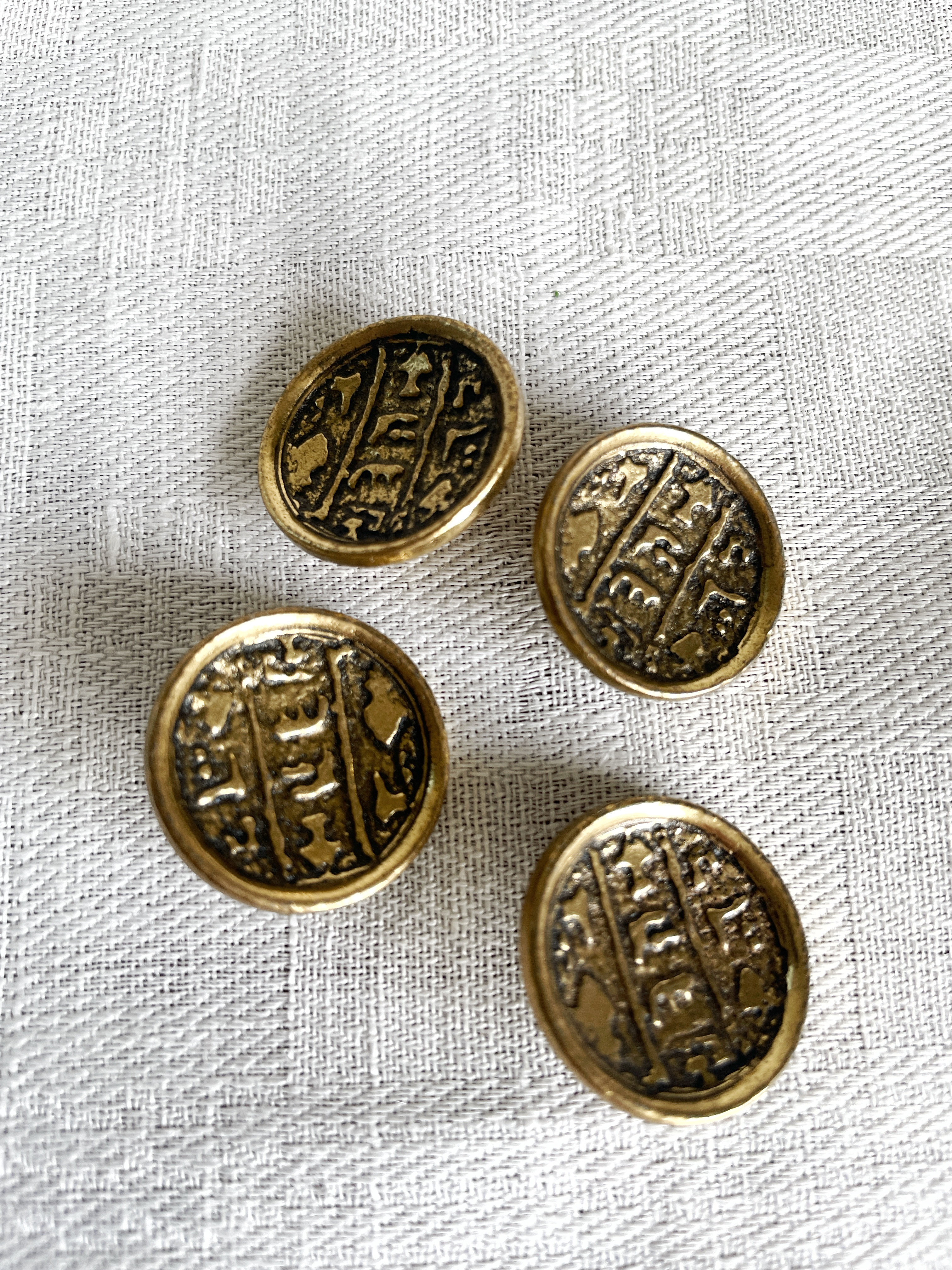 1920年頃(大正時代)！円柱鉄製ボタン(釦)の金型『丹』大小二つ 美品 ◆希少