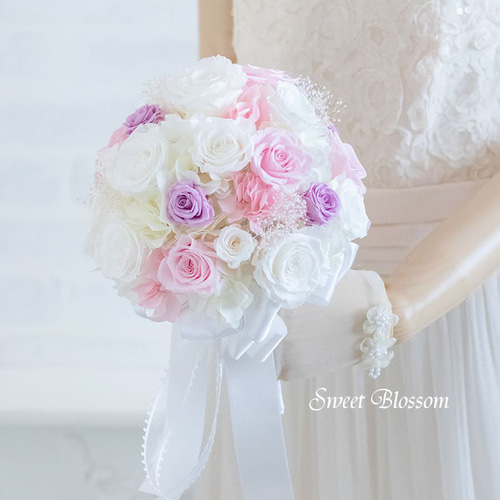 オーダーメイド】プリザーブドフラワーのラウンドブーケ＆ブートニア  