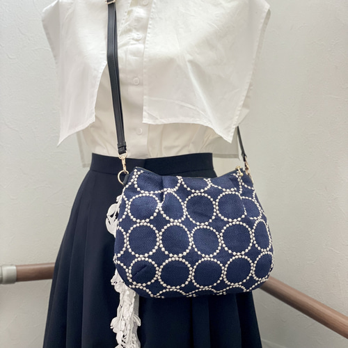 ⚮̈ミナペルホネン tambourine navy キッサバッグ ボディバッグ ボディ