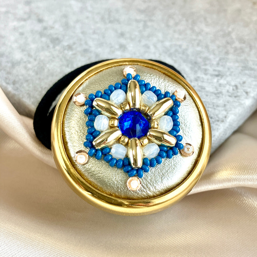 ブルー》ビーズ刺繍のヘアゴム ヘアゴム karanfil/カランフィル 通販