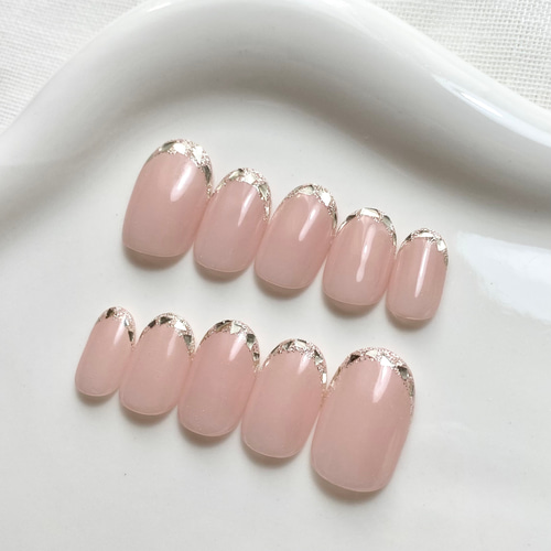 ガラスフレンチネイル/シンプル/大人可愛い/上品きれいめ/オシャレ