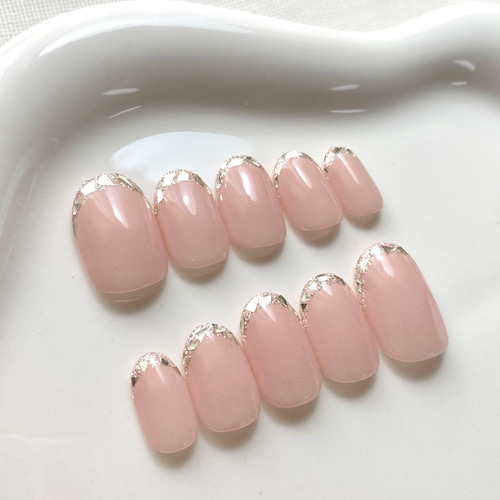 ガラスフレンチネイル/シンプル/大人可愛い/上品きれいめ/オシャレ