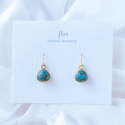 スモーキークォーツ ブルートルマリン カービング 天然石ピアス 14kgf 天然石 14kgf 宝石質スモーキークォーツとガーネットのピアス