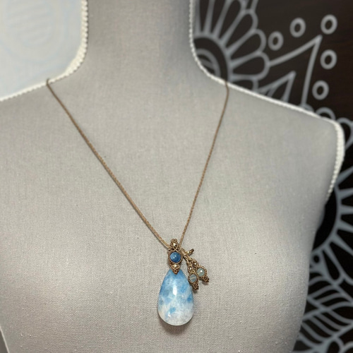 爽空』ミントブルーアクアマリンのマクラメペンダントネックレス 爽空