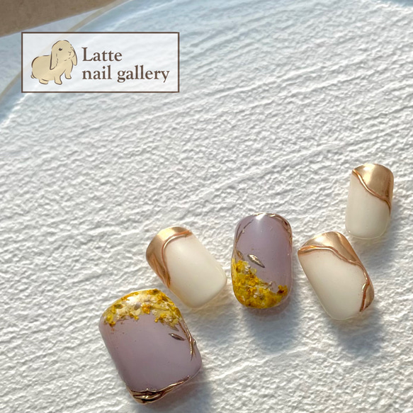 2点セット現品のみ ネイルチップ ニュアンスネイル ミモザネイル