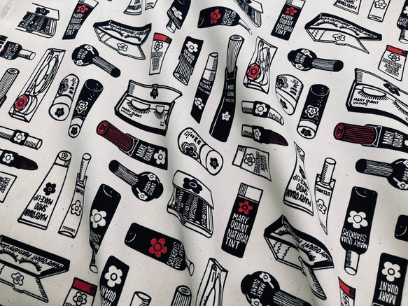 MARY QUANT マリークワント コスメ柄 生成り オックス生地 生地