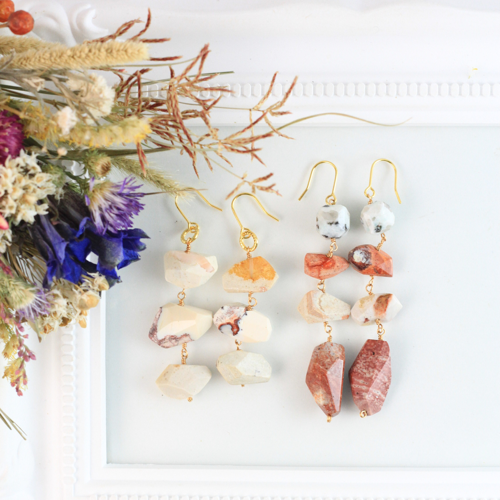 【希少】カンテラオパール　結晶　ロング耳飾り