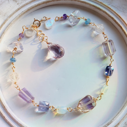 ゴム交換可能】大きめスカイカイヤナイトのヘアゴム✩.*˚天然石