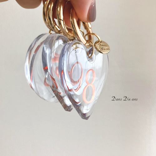 数字2桁までOK♡】color number ♡ Keyring Heart oval dome