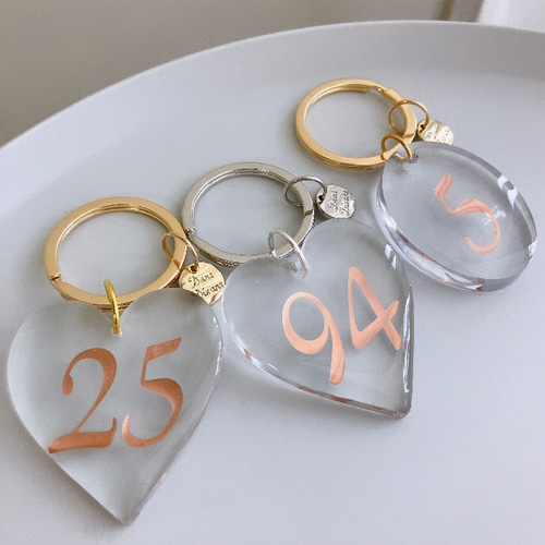 数字2桁までOK♡】color number ♡ Keyring Heart oval dome