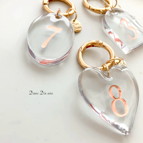 数字2桁までOK♡】color number ♡ Keyring Heart oval dome