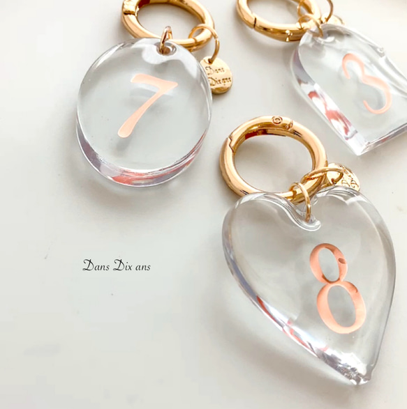 数字2桁までOK♡】color number ♡ Keyring Heart oval dome