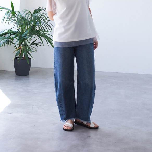 カーブデニムパンツ ブルー ロングパンツ BLUEWHITE 通販 17697517