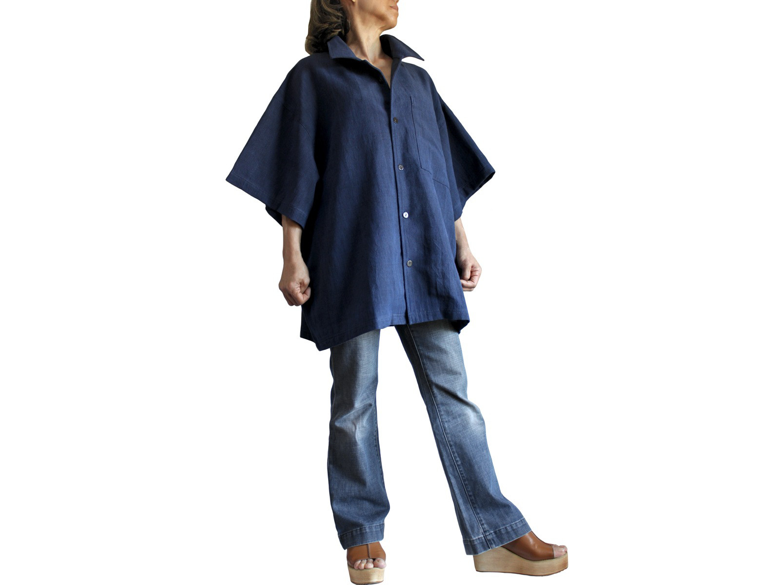 ジョムトン手織り綿のルーズシャツ七分袖（BFS-191-03）