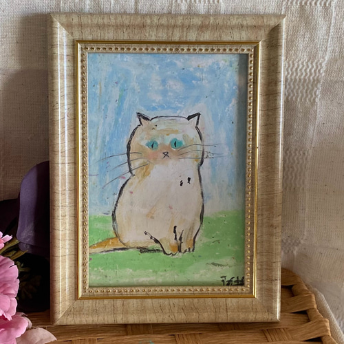 絵画。原画【神秘的な花の基地で、猫ちゃんたちは月を持って未来を